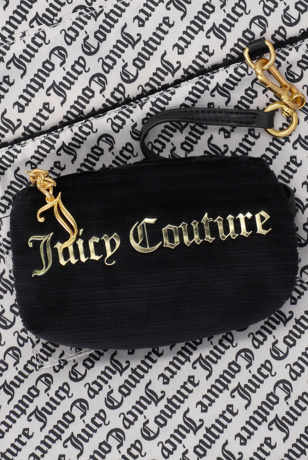 BLACK VELOUR EMBROIDERED TOTE BAG