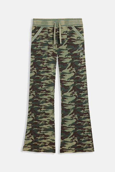 CAMO PRINT WASHED COTTON LOW RISE TRACK BOTTOMS