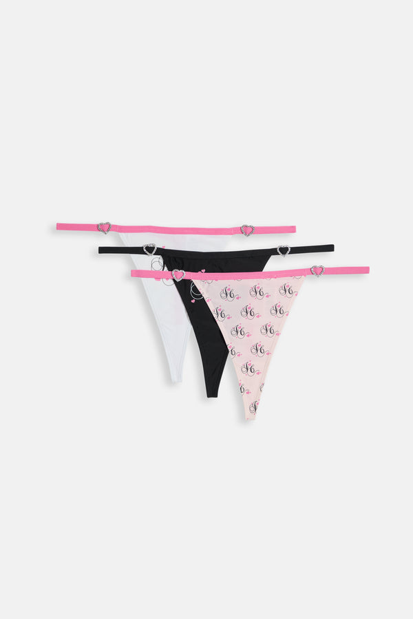 Displays the 'Juicy' branded heart thongs included in the 3 Pack 