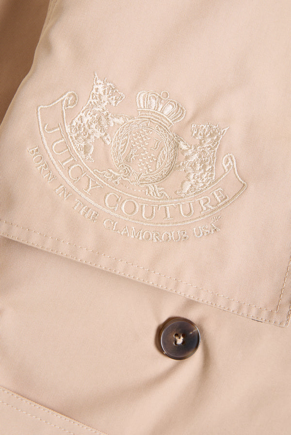 CAMEL COTTON TWILL TRENCH COAT
