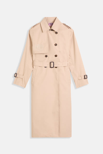 CAMEL COTTON TWILL TRENCH COAT