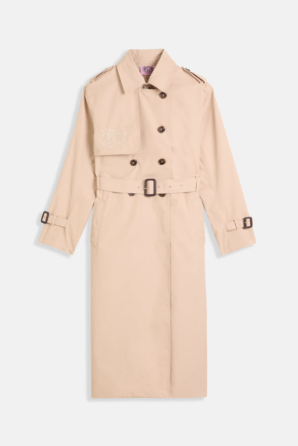 CAMEL COTTON TWILL TRENCH COAT