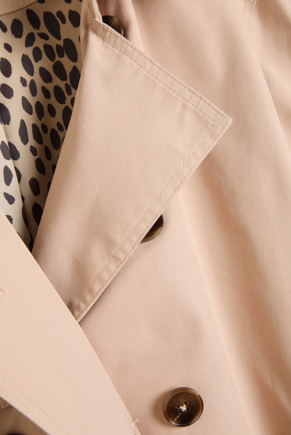 CAMEL COTTON TWILL TRENCH COAT
