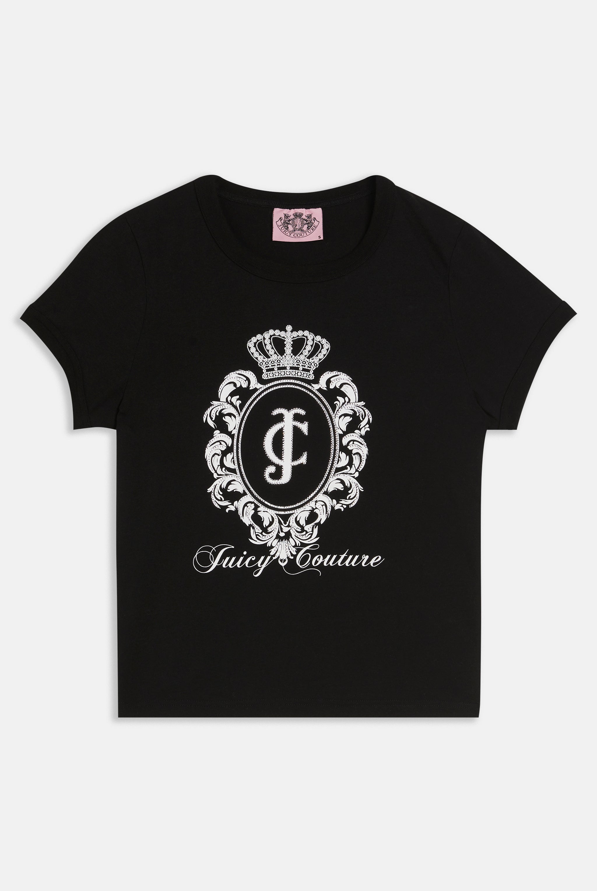 BLACK JERSEY FITTED HERITAGE CREST T-SHIRT – Juicy Couture UK