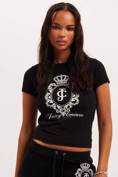 BLACK JERSEY FITTED HERITAGE CREST T-SHIRT