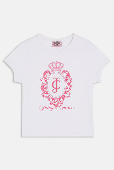 WHITE FITTED HERITAGE CREST T-SHIRT