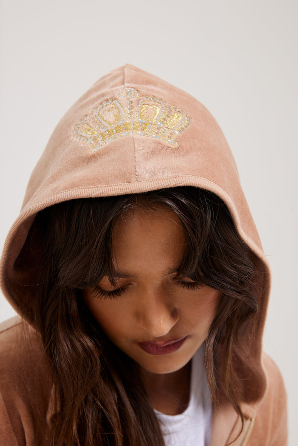 CAFE AU LAIT CROWN BAMBOO VELOUR HERITAGE HOODIE