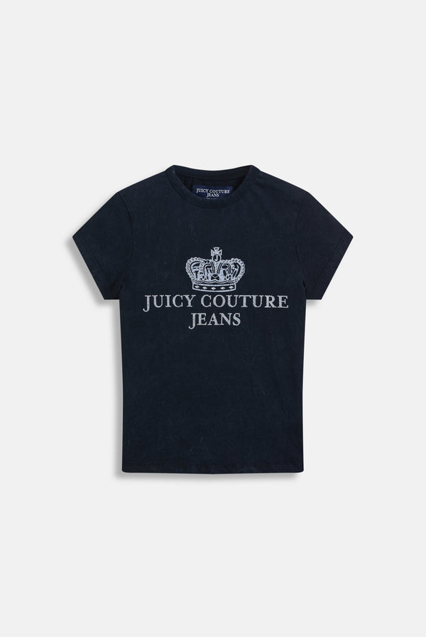 BLACK WASHED JUICY COUTURE JEANS LONGLINE TEE