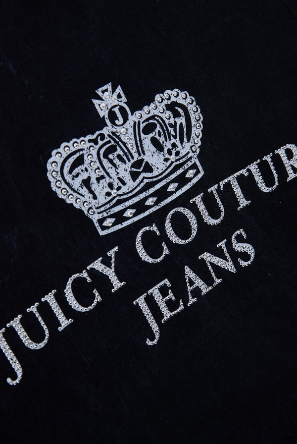 BLACK WASHED JUICY COUTURE JEANS LONGLINE TEE