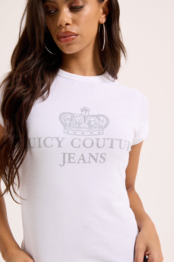 WHITE JUICY COUTURE JEANS LONGLINE TEE