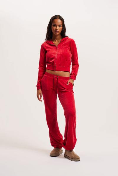 ASTOR RED ULTRA LOW RISE BAMBOO VELOUR HERITAGE POCKETED BOTTOMS
