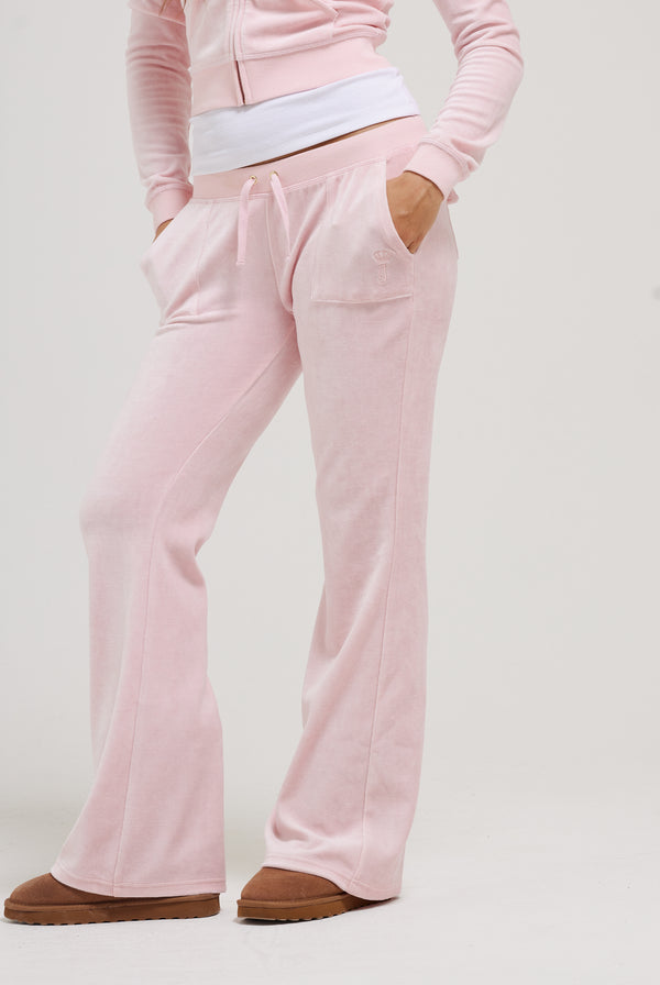 JUICY PINK ULTRA LOW RISE BAMBOO VELOUR HERITAGE POCKETED BOTTOMS