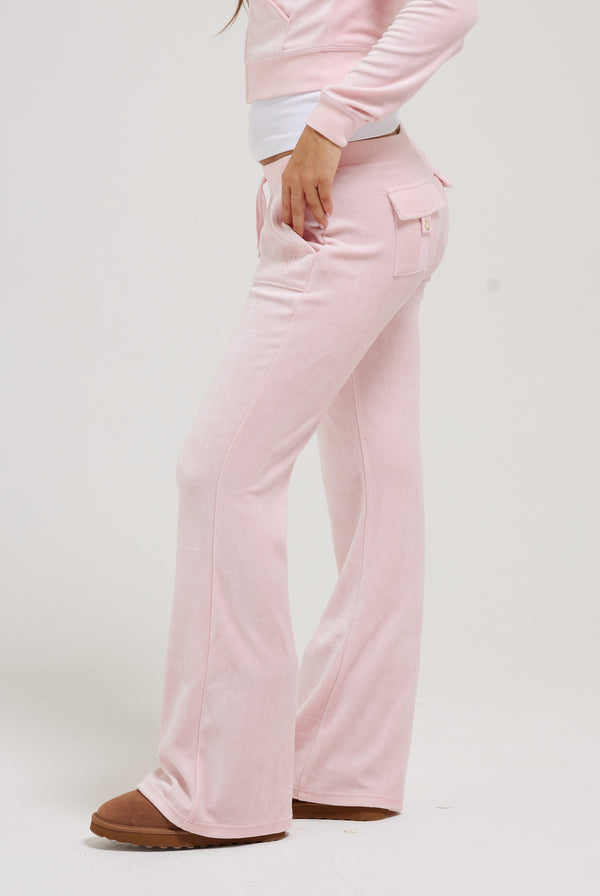 JUICY PINK ULTRA LOW RISE BAMBOO VELOUR HERITAGE POCKETED BOTTOMS