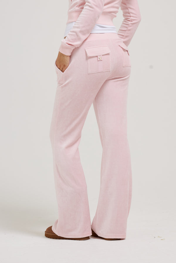 JUICY PINK ULTRA LOW RISE BAMBOO VELOUR HERITAGE POCKETED BOTTOMS