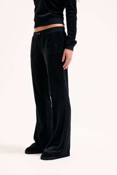 BLACK & GOLD ULTRA LOW RISE BAMBOO VELOUR HERITAGE POCKETED BOTTOMS