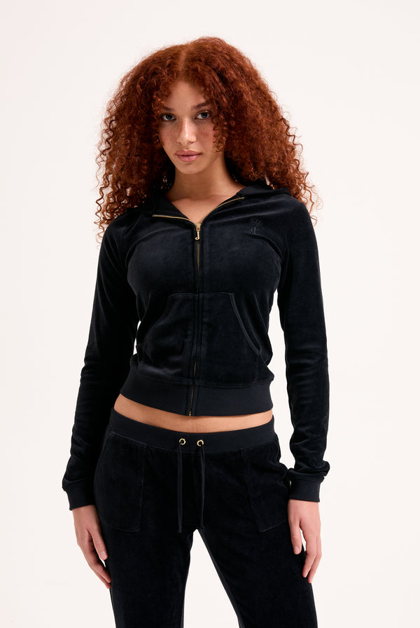 BLACK  & GOLD BAMBOO VELOUR HERITAGE HOODIE