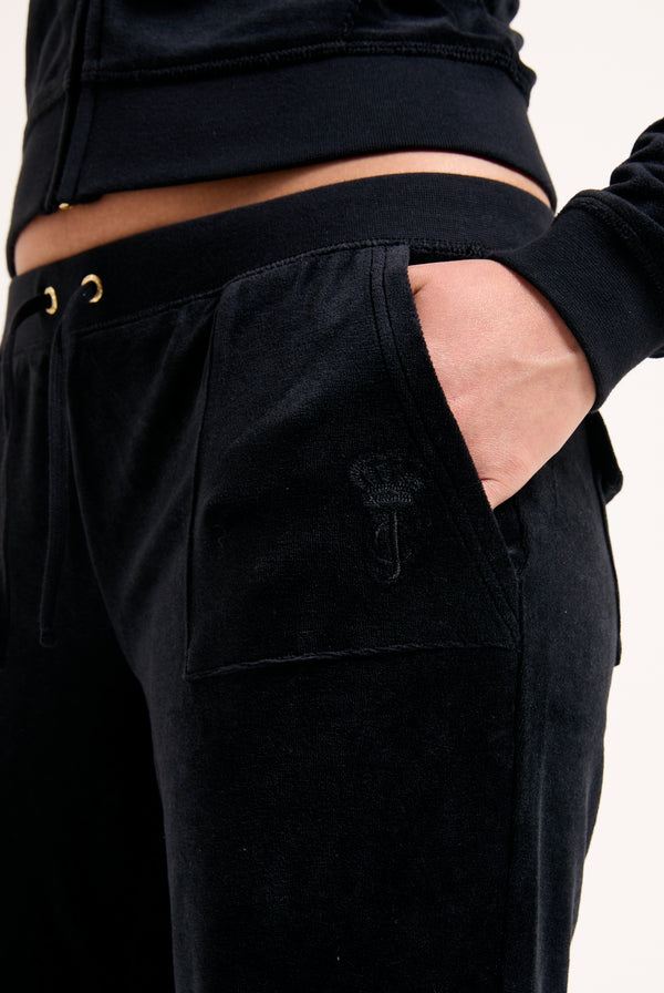 BLACK & GOLD ULTRA LOW RISE BAMBOO VELOUR HERITAGE POCKETED BOTTOMS