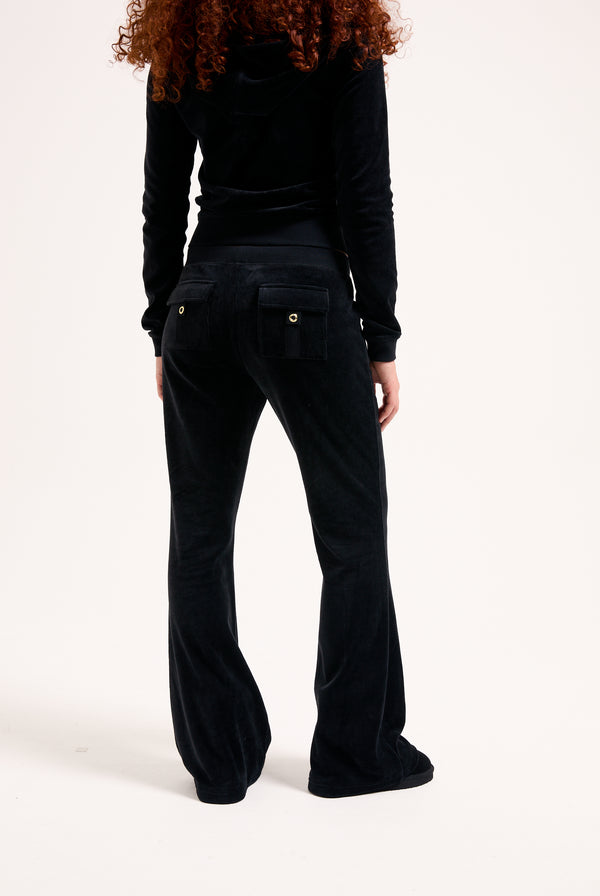 BLACK & GOLD ULTRA LOW RISE BAMBOO VELOUR HERITAGE POCKETED BOTTOMS