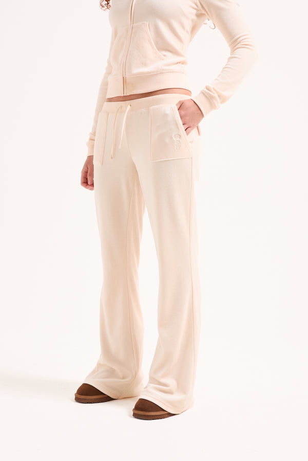 PINK CHAMPAGNE & GOLD ULTRA LOW RISE BAMBOO VELOUR HERITAGE POCKETED BOTTOMS