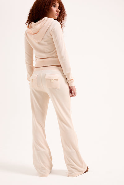 PINK CHAMPAGNE & GOLD ULTRA LOW RISE BAMBOO VELOUR HERITAGE POCKETED BOTTOMS