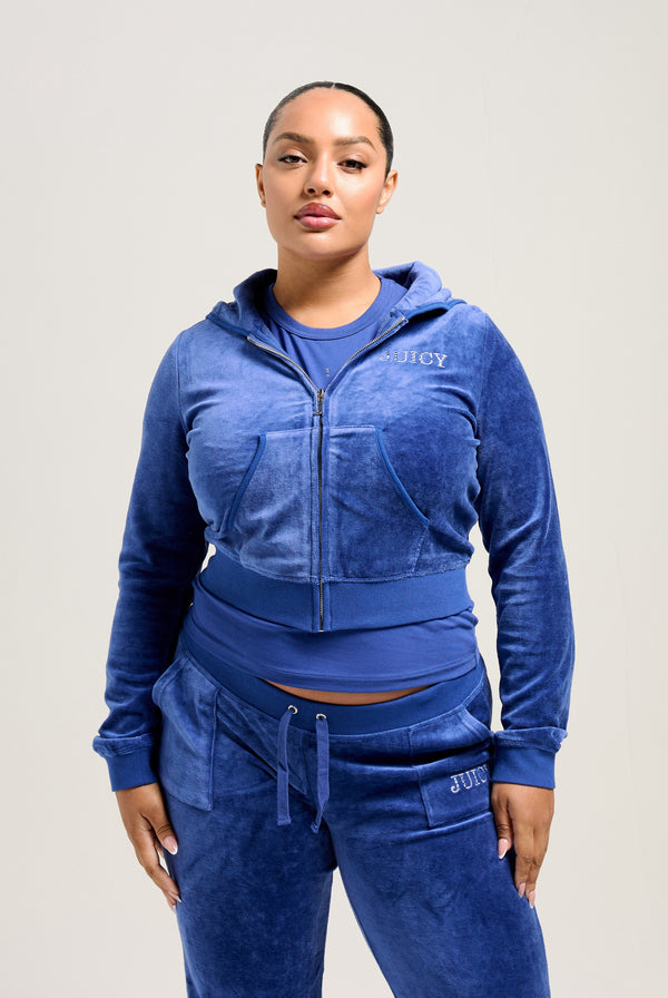 BLUE DEPTHS CROWN BAMBOO VELOUR HERITAGE HOODIE