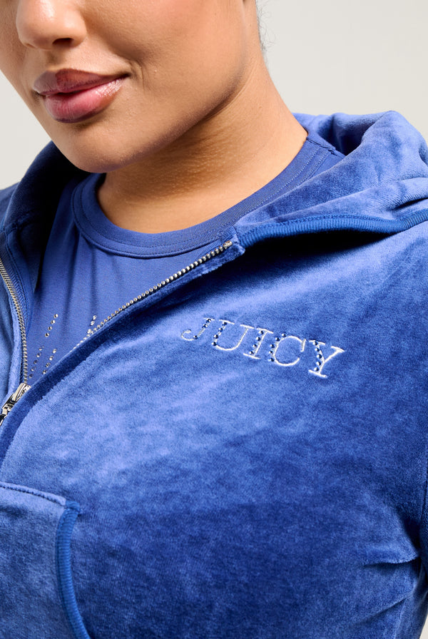 BLUE DEPTHS CROWN BAMBOO VELOUR HERITAGE HOODIE