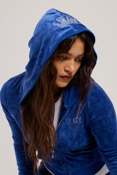 BLUE DEPTHS CROWN BAMBOO VELOUR HERITAGE HOODIE