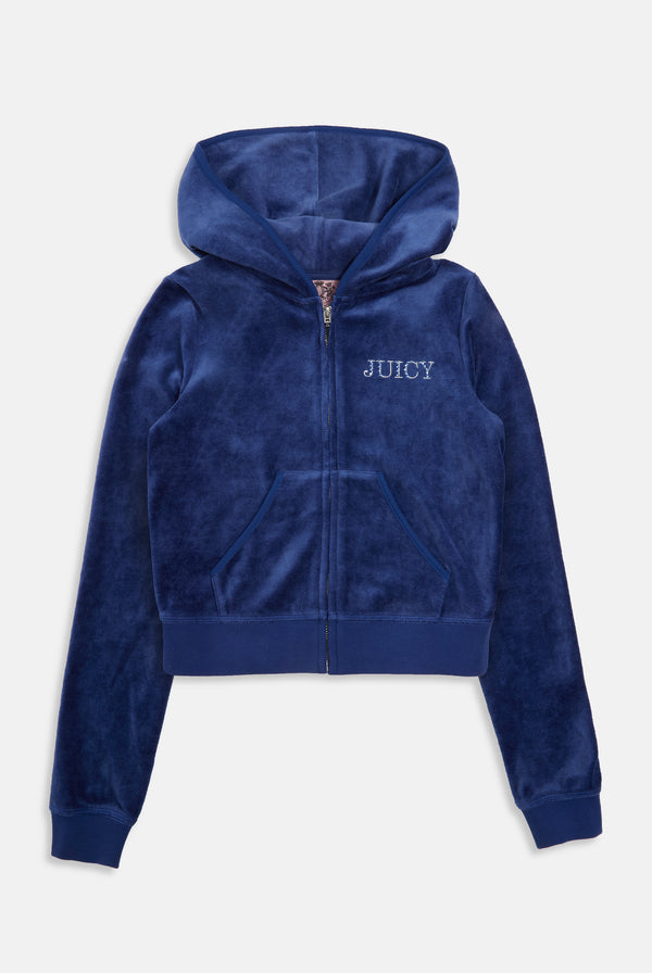 BLUE DEPTHS CROWN BAMBOO VELOUR HERITAGE HOODIE