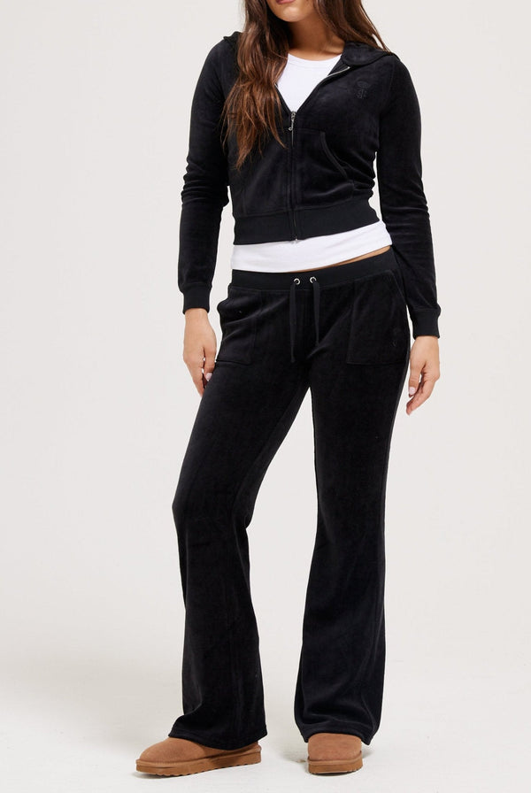 BLACK ULTRA LOW RISE BAMBOO VELOUR HERITAGE POCKETED BOTTOMS
