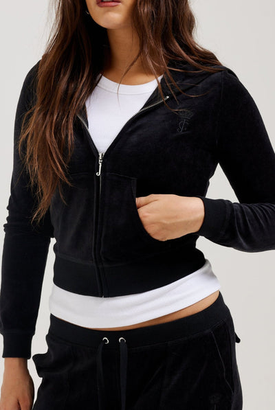 BLACK BAMBOO VELOUR HERITAGE HOODIE