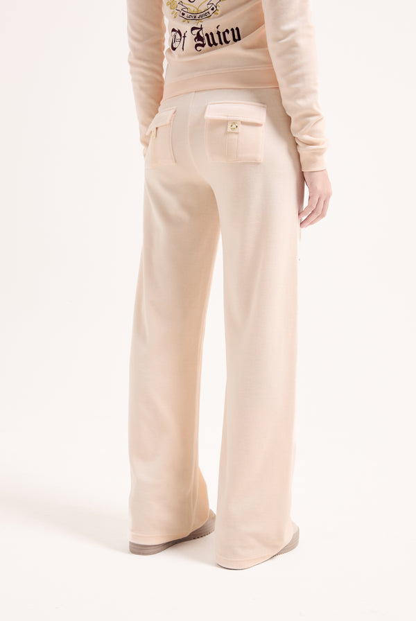 PINK CHAMPAGNE HOUSE OF JUICY ULTRA LOW RISE BAMBOO VELOUR HERITAGE BOTTOMS
