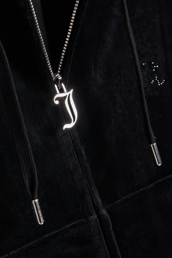 BLACK OUTLINE DIAMANTE OVERSIZED CROPPED HOODIE