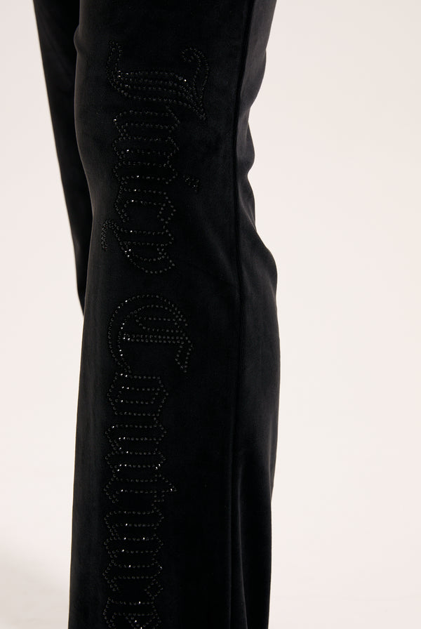 BLACK OUTLINE DIAMANTE CLASSIC VELOUR LOW RISE PANT