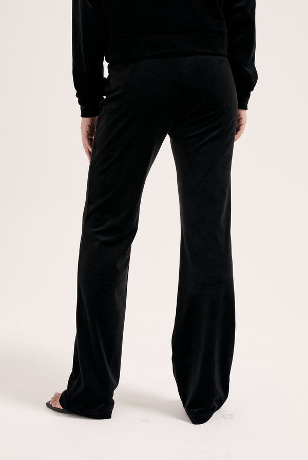BLACK OUTLINE DIAMANTE CLASSIC VELOUR LOW RISE PANT