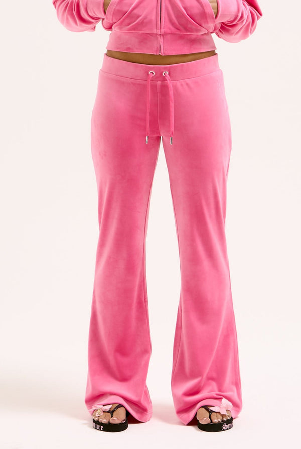 HOT PINK LOW RISE VELOUR DIAMANTÉ TRACK PANT