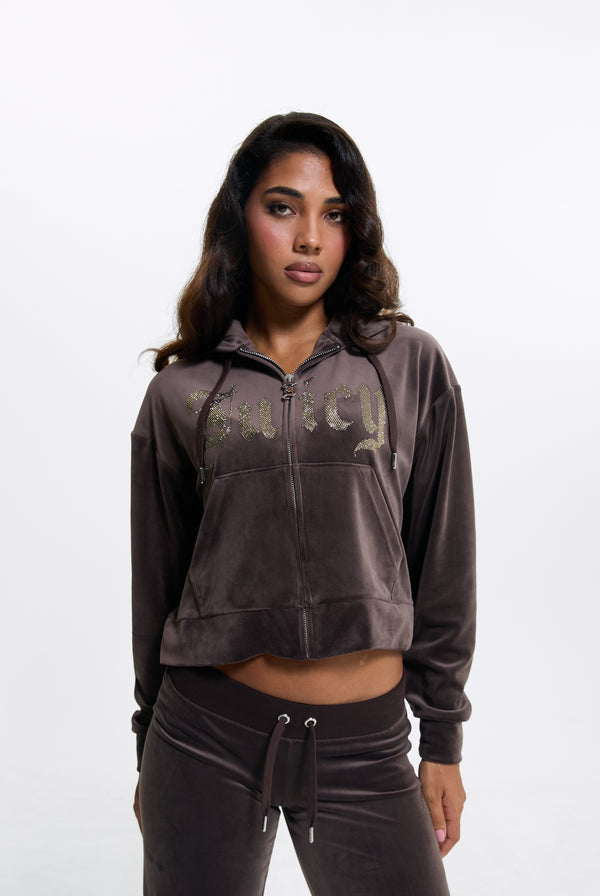 Java Old Gothic Oversized Cropped Hoodie