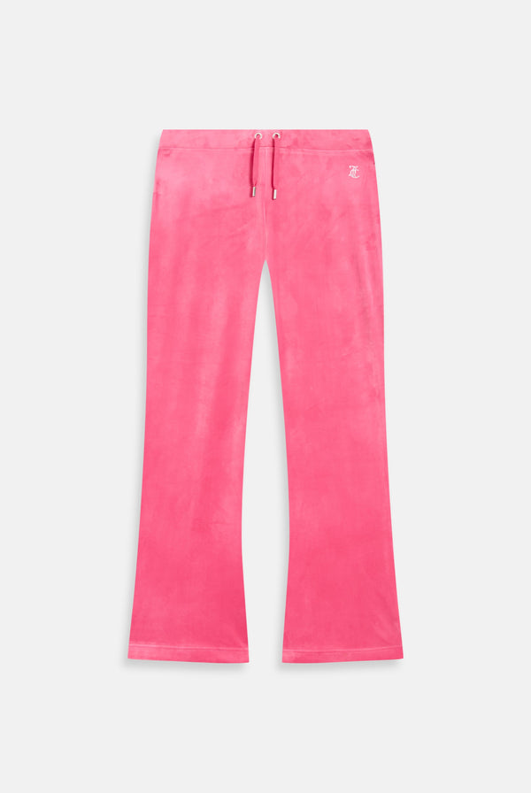 HOT PINK LOW RISE VELOUR DIAMANTÉ TRACK PANT