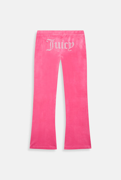 HOT PINK LOW RISE VELOUR DIAMANTÉ TRACK PANT