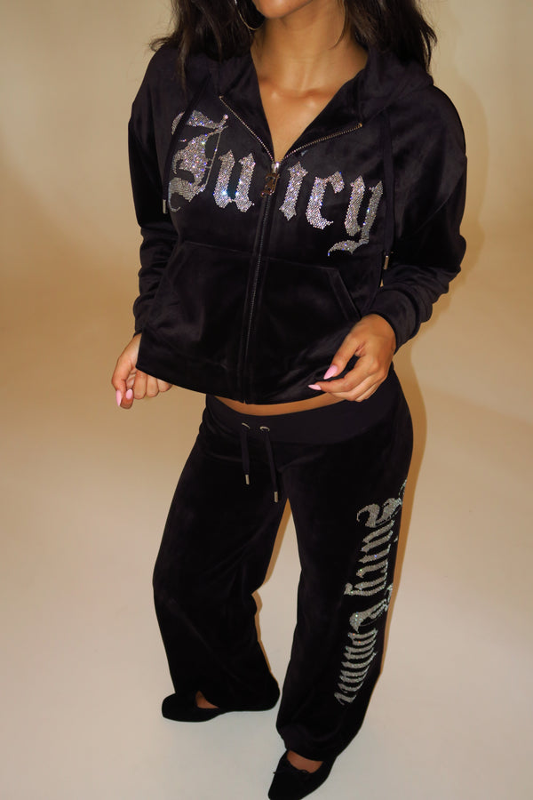 Black Old Gothic Oversized Cropped Hoodie