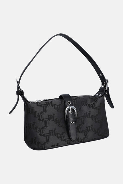 BLACK JACQUARD SOFT BUCKLE BAG