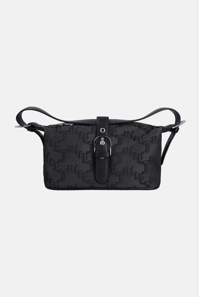 BLACK JACQUARD SOFT BUCKLE BAG