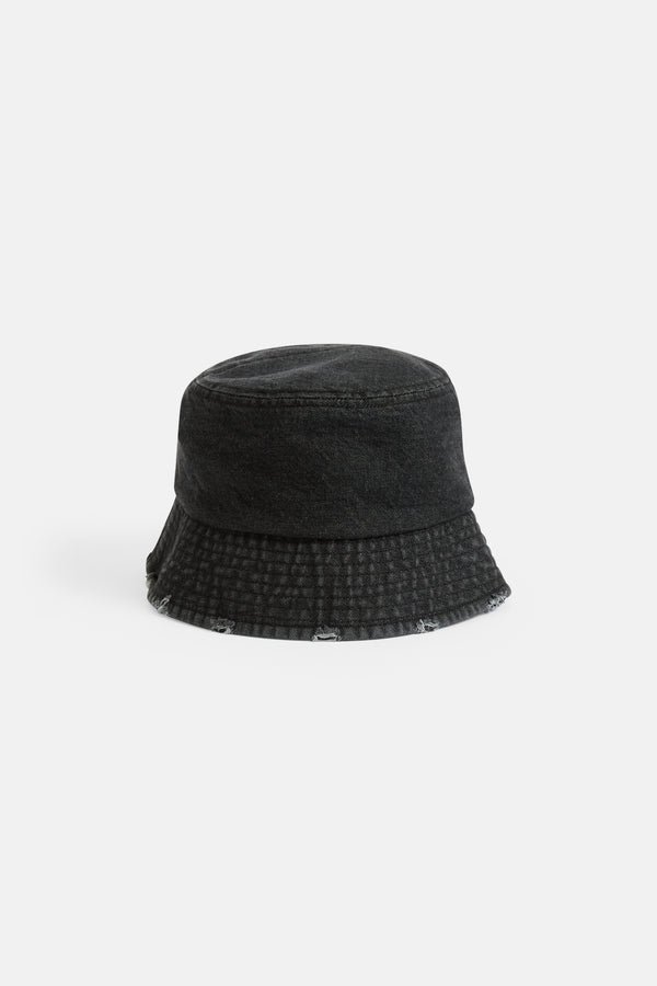 BLACK DENIM BUCKET HAT