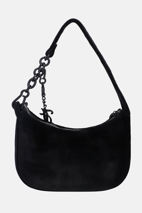 BLACK VELOUR TONAL HANDBAG