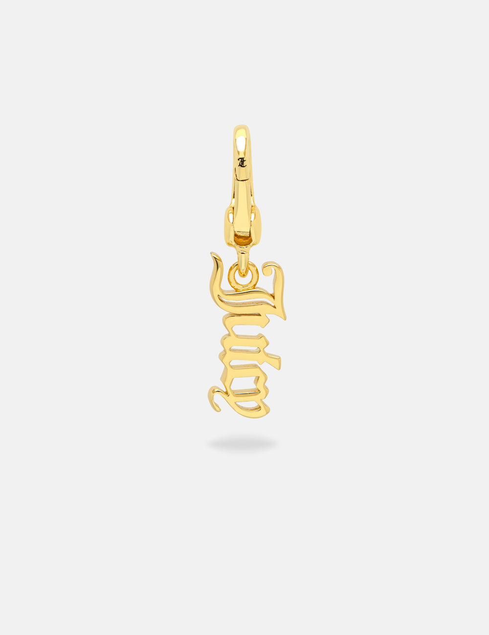 Displays the Gold 'Juicy' branded juicy charm 