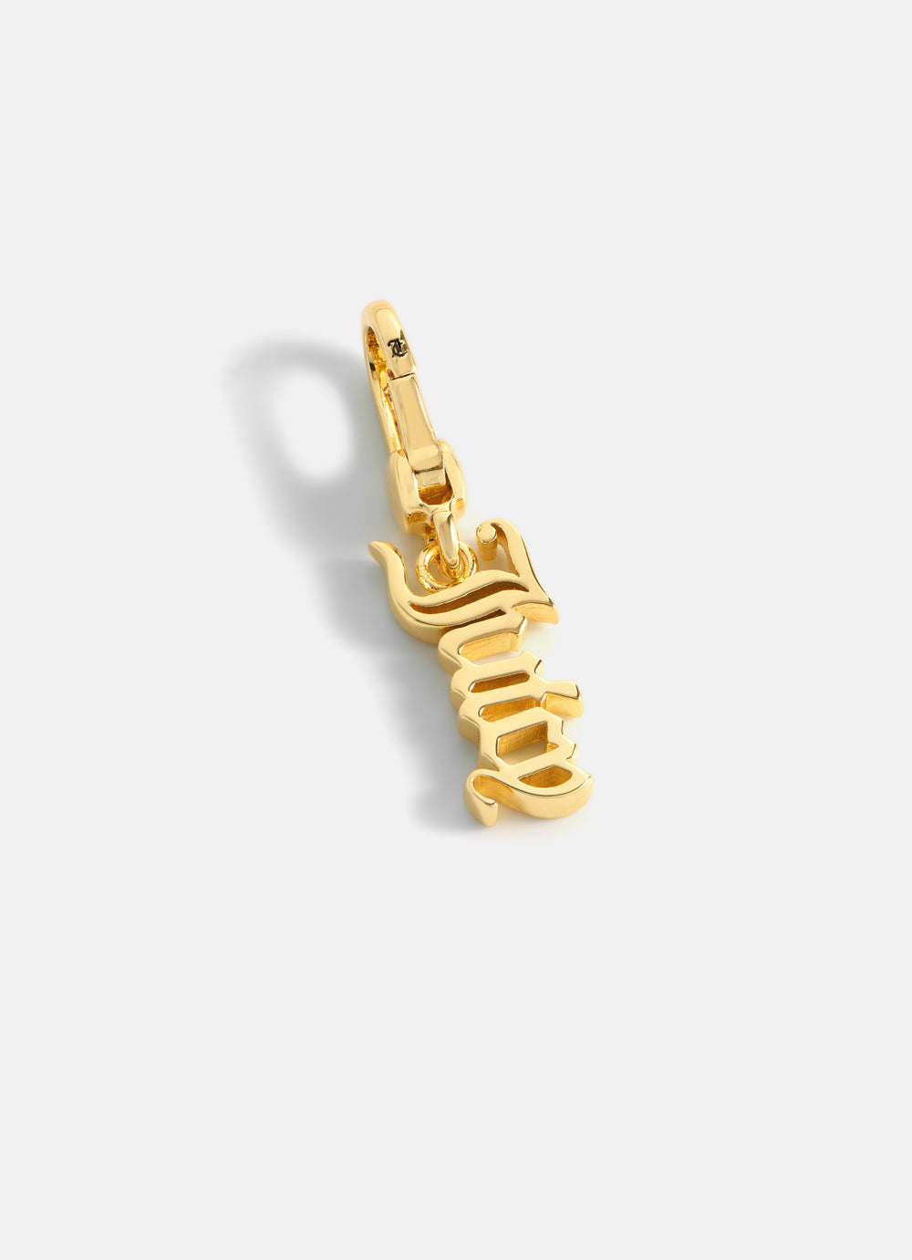 Displays the Gold 'Juicy' branded juicy charm 