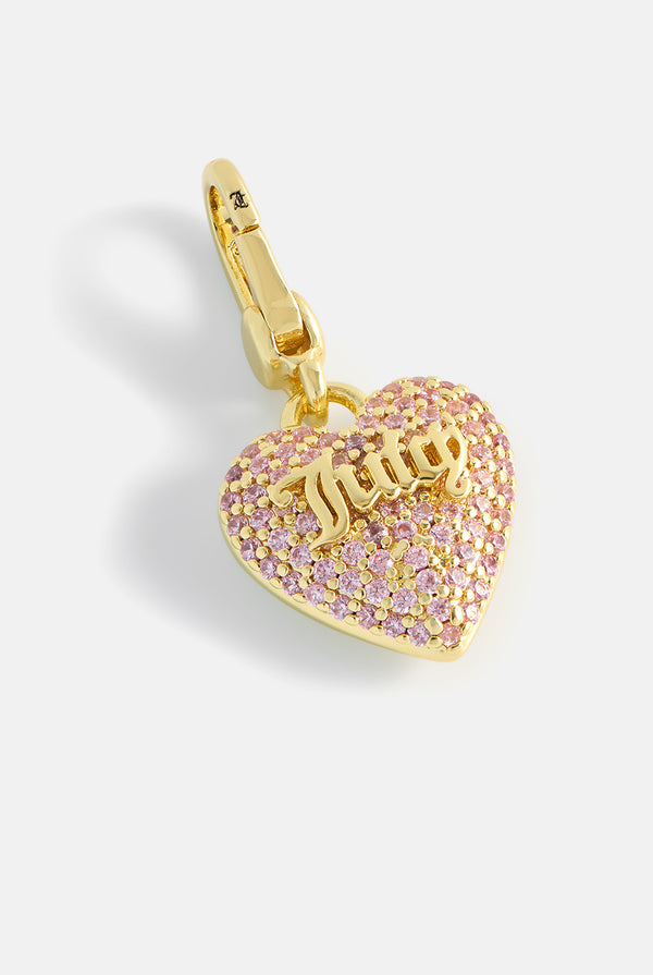 GOLD AND PINK CRYSTAL HEART CHARM