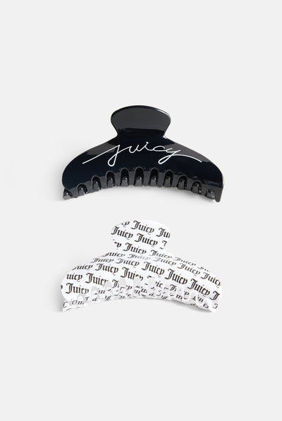 BLACK AND WHITE SET OF 2 JUICY CLAW HAIR CLIPS