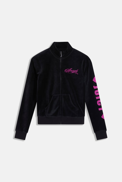BLACK JUICY ANGEL COTTON VELOUR TRACK TOP