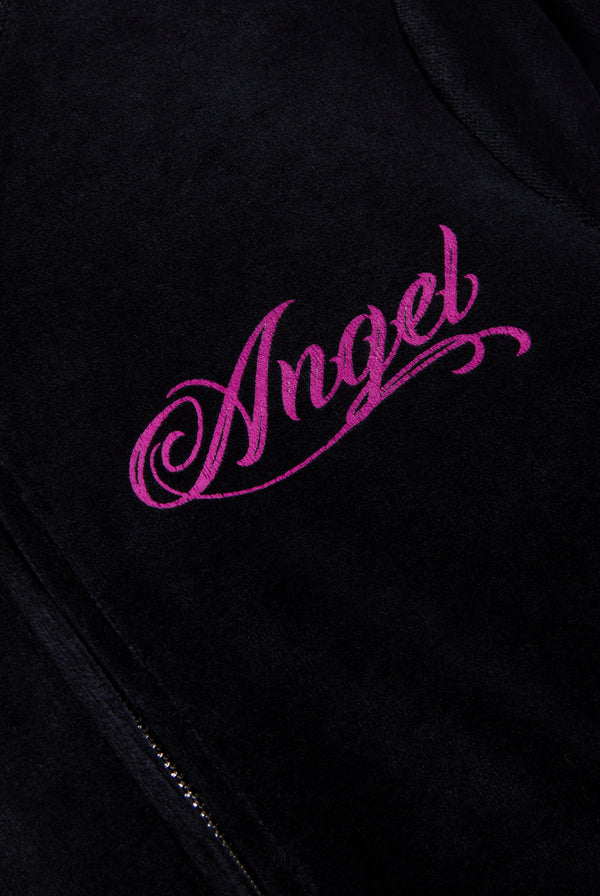 BLACK JUICY ANGEL COTTON VELOUR TRACK TOP