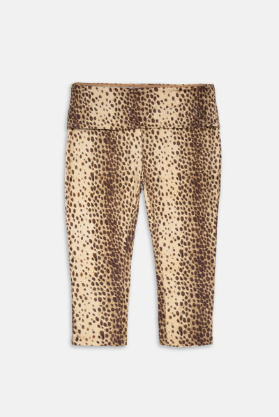 NATURAL CHEETAH PRINT FOLD OVER CAPRI PANTS